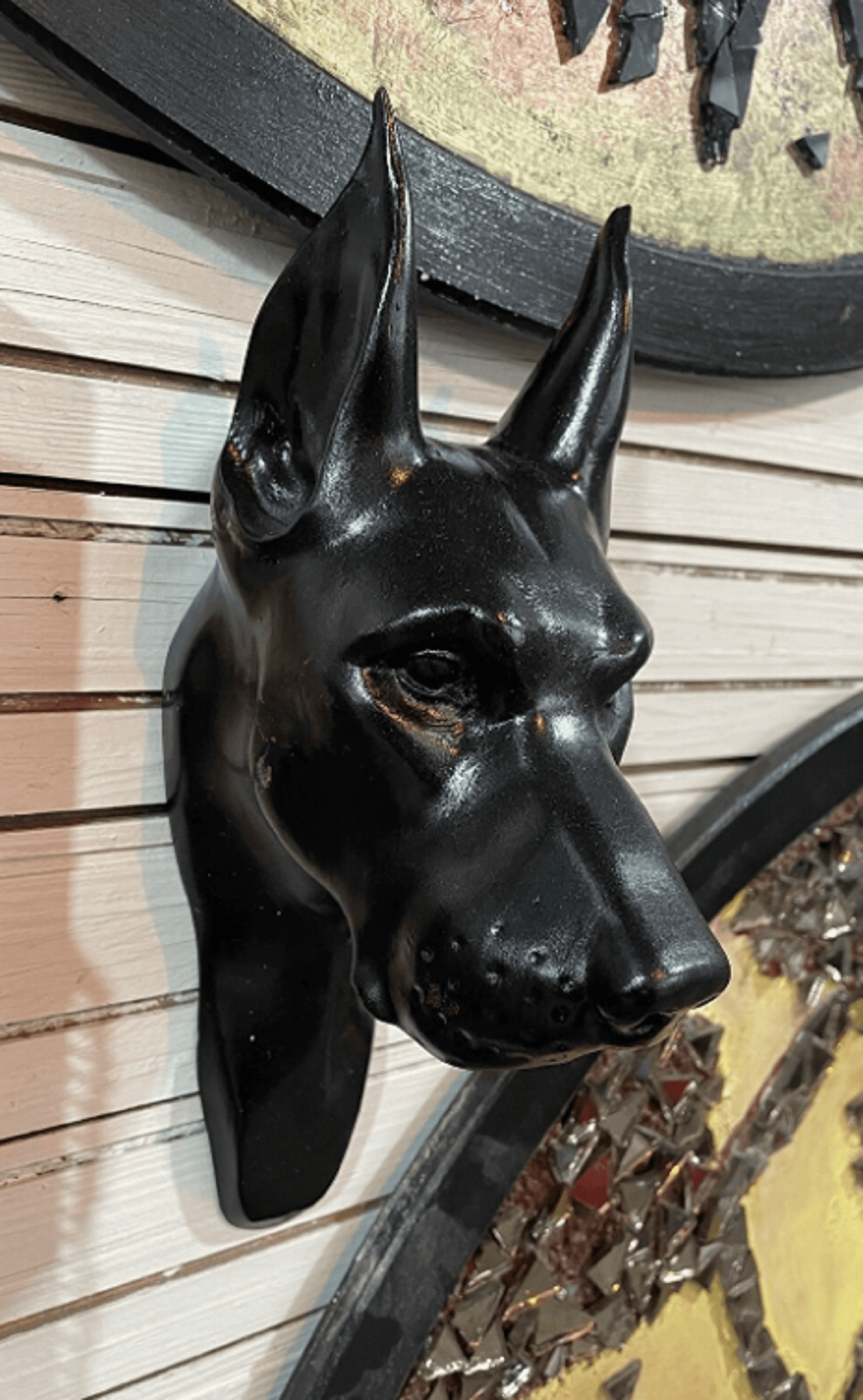 Doberman Head Wall Sculpture, 29 cm / 11.4"