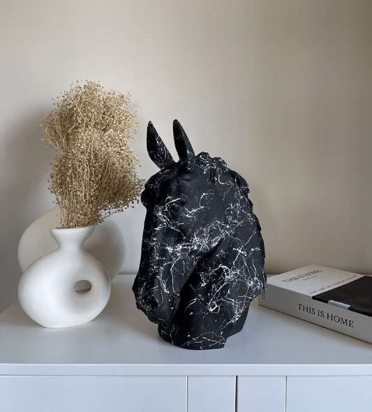 Horse Head Statue, 32 cm / 13", Marble Effect