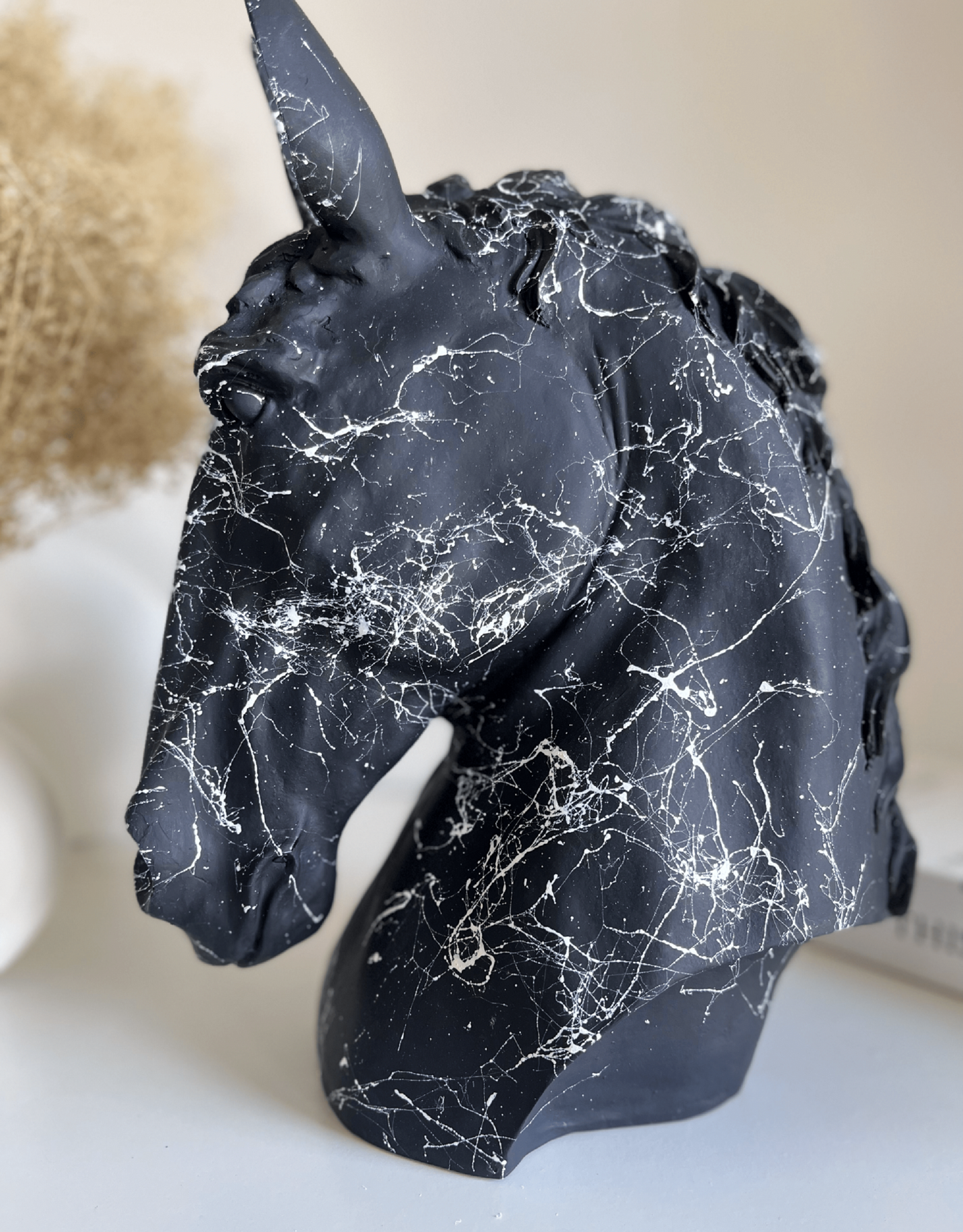 Horse Head Statue, 32 cm / 13", Marble Effect