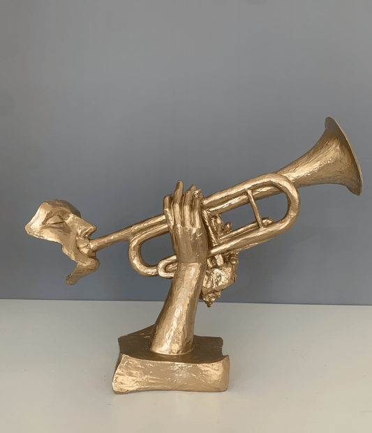 Musician Playing Trumpet Sculpture, 35 cm / 14"