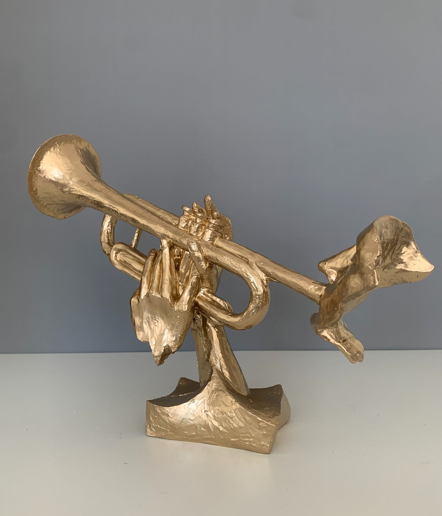 Musician Playing Trumpet Sculpture, 35 cm / 14"