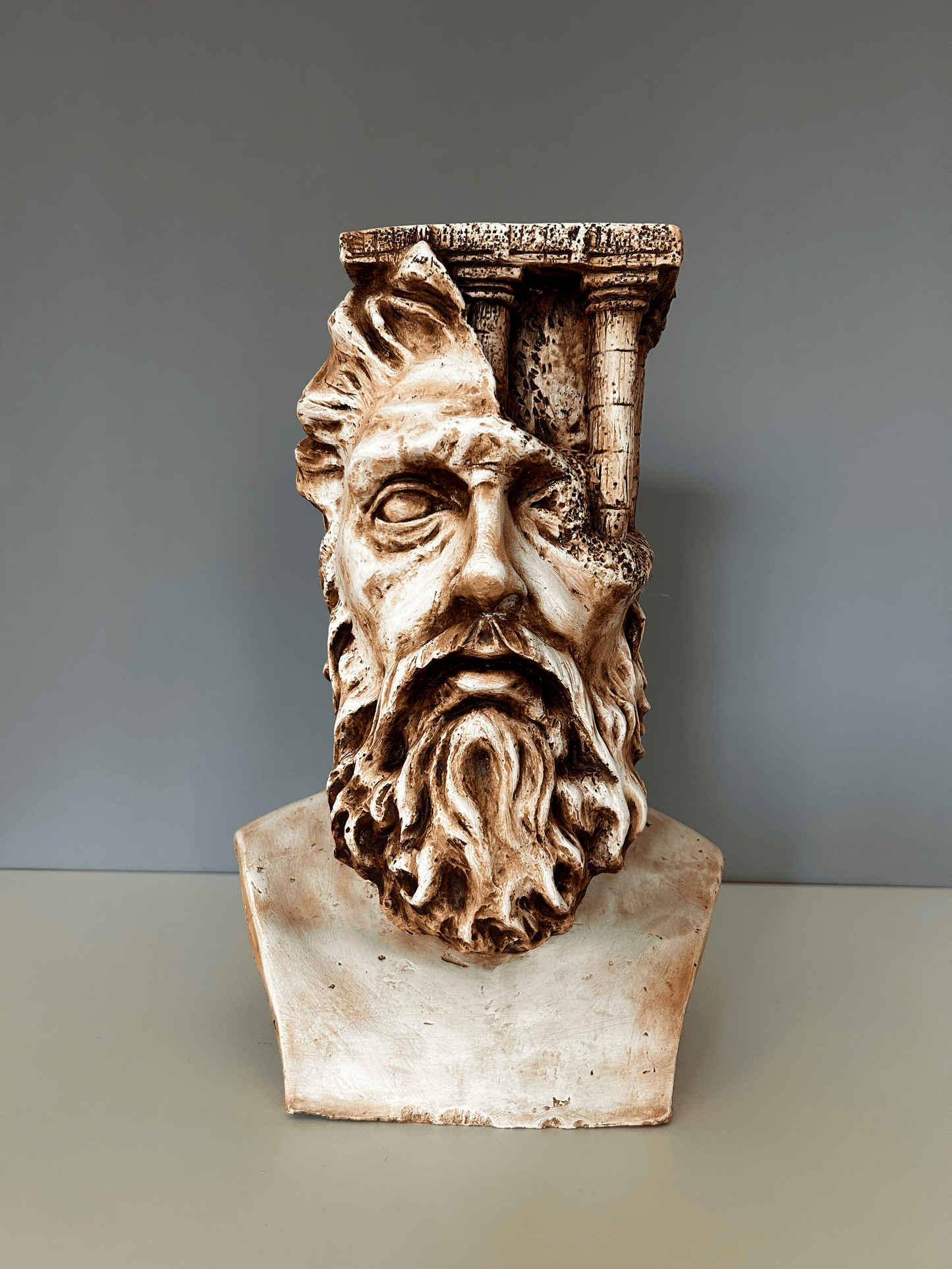 Zeus Column Bust Statue, 41 cm / 16"