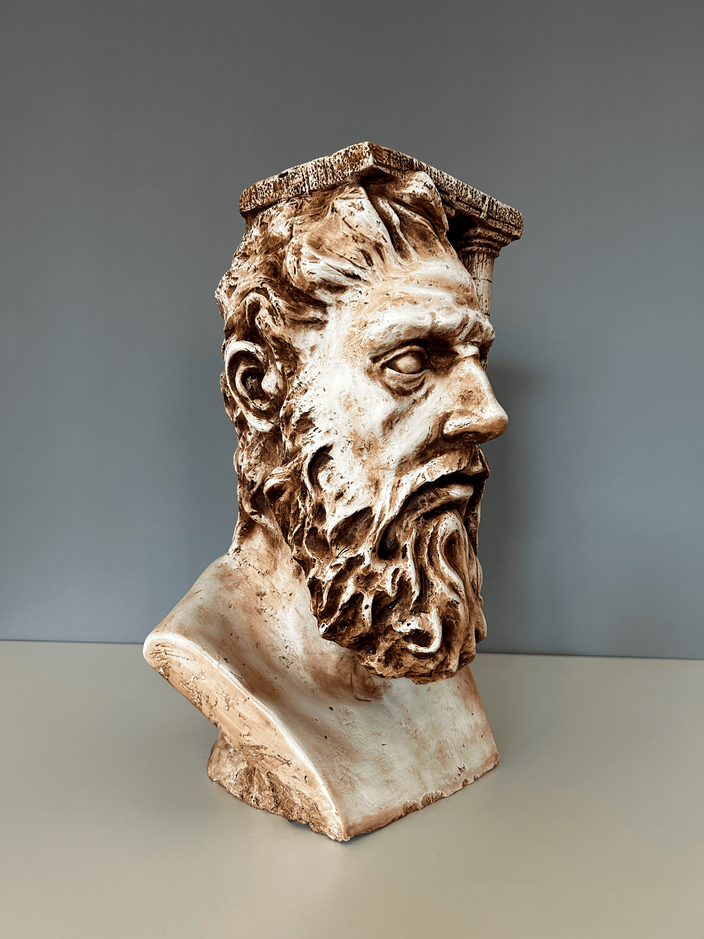 Zeus Column Bust Statue, 41 cm / 16"