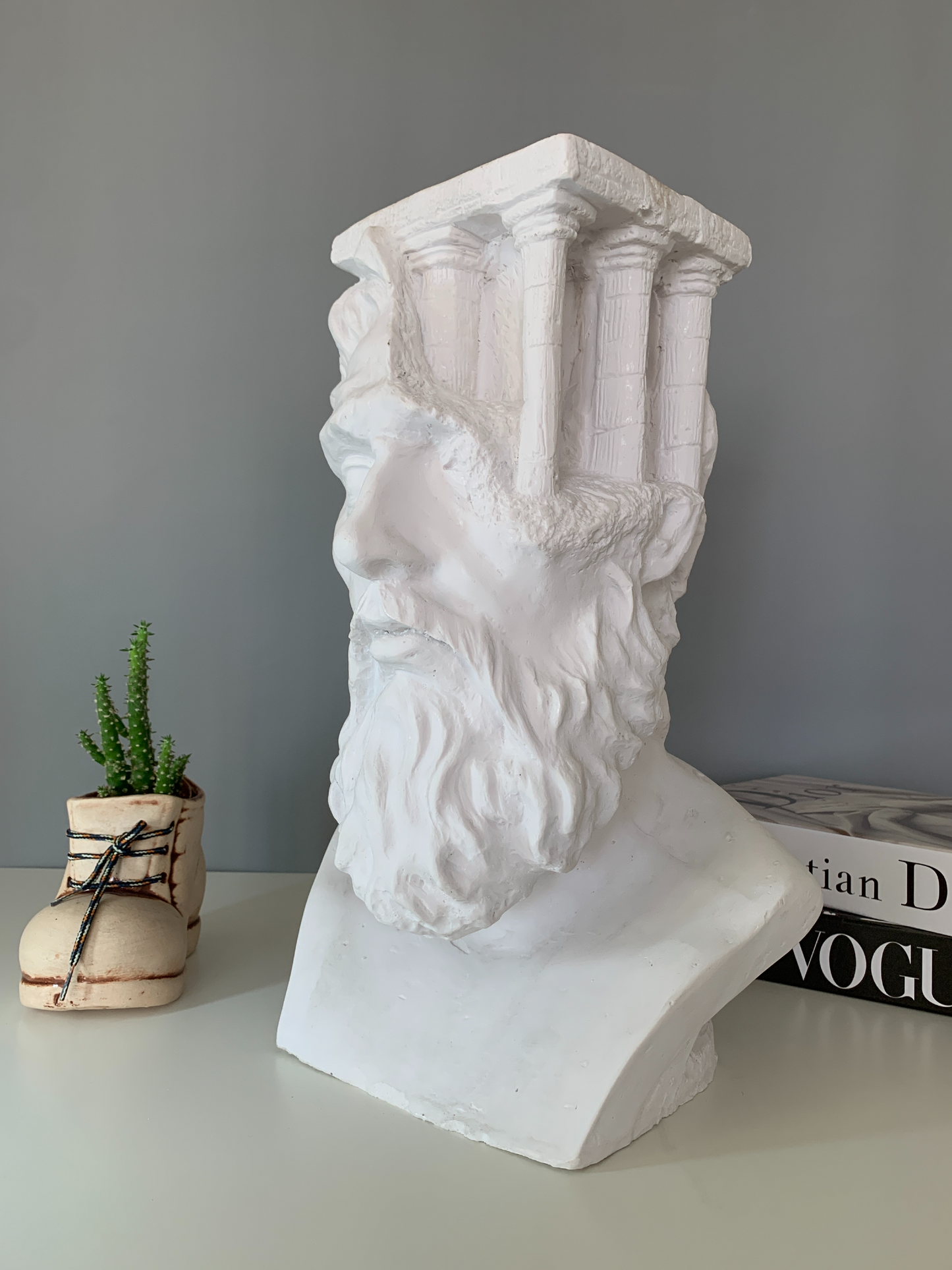 Zeus Column Bust Statue, 41 cm / 16"