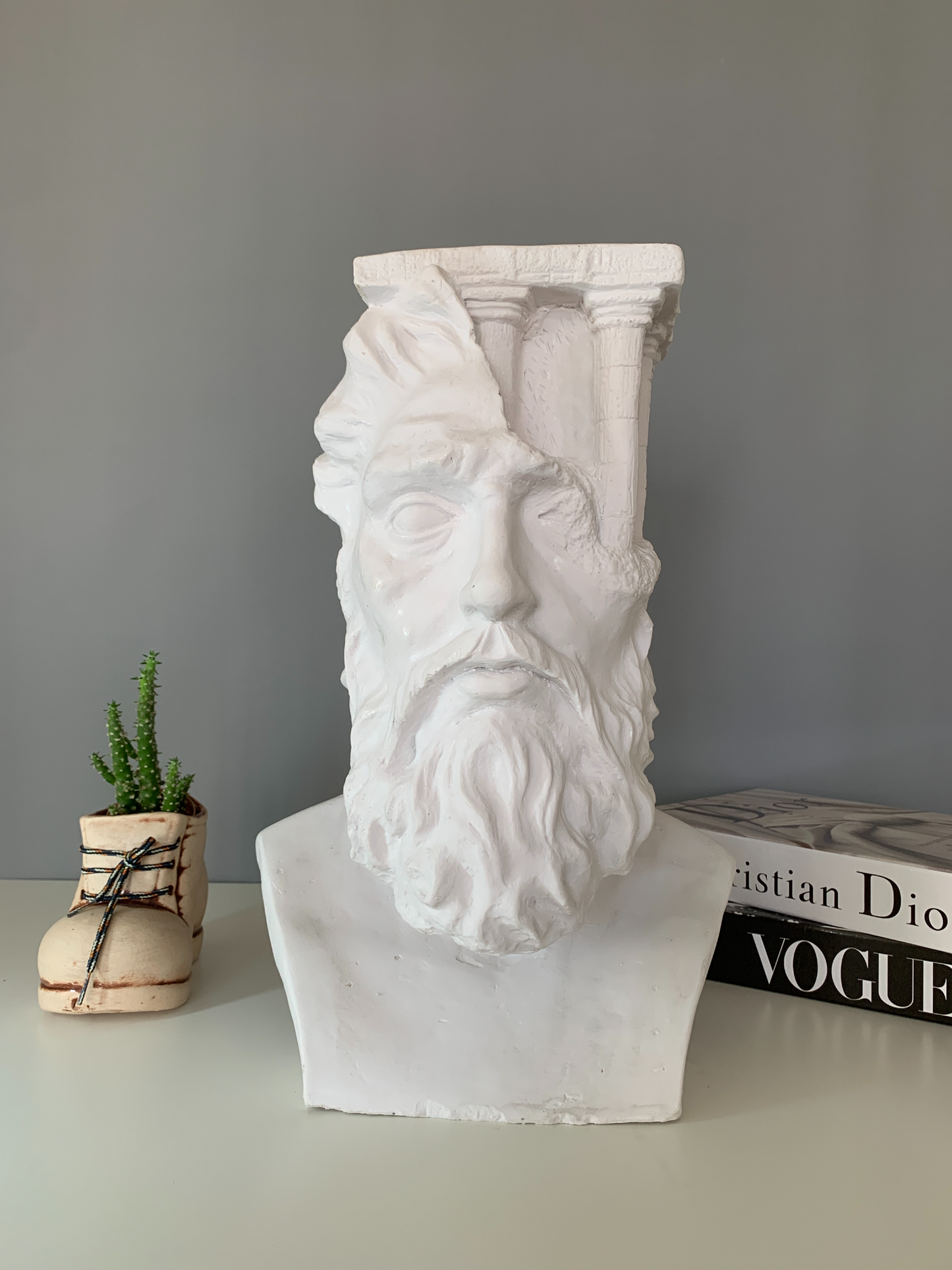 Zeus Column Bust Statue, 41 cm / 16"